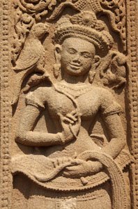 apsara carved in sandstone