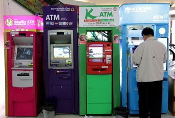 row of ATMs