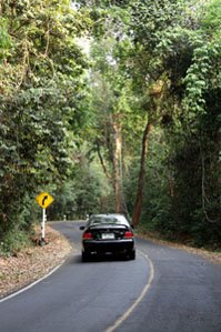 car driving on country road