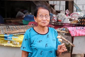 woman eating meatballs